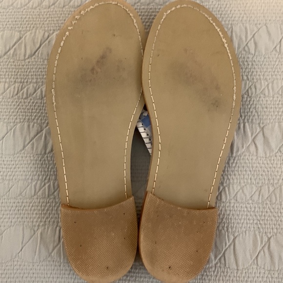 Jack Rogers / Draper James lt blue gingham leather thong sandals sz 9 Lk NEW - Picture 3 of 3